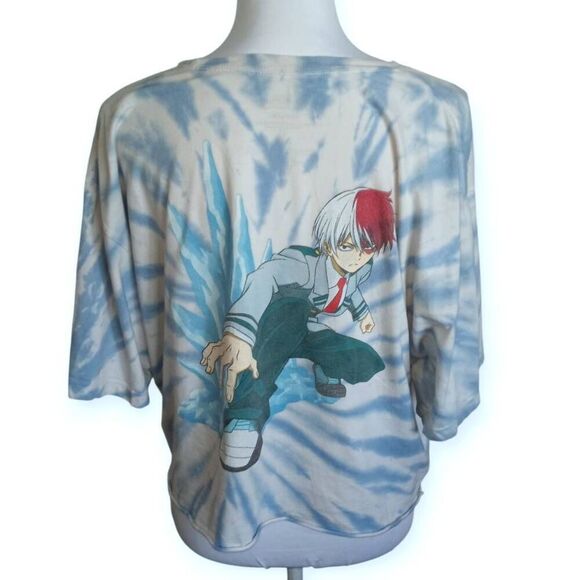 FUNIMATION MY HERO ACADEMIA TODOROKI BLUE & WHITE CROP TOP SZ.M GUC - Picture 4 of 5